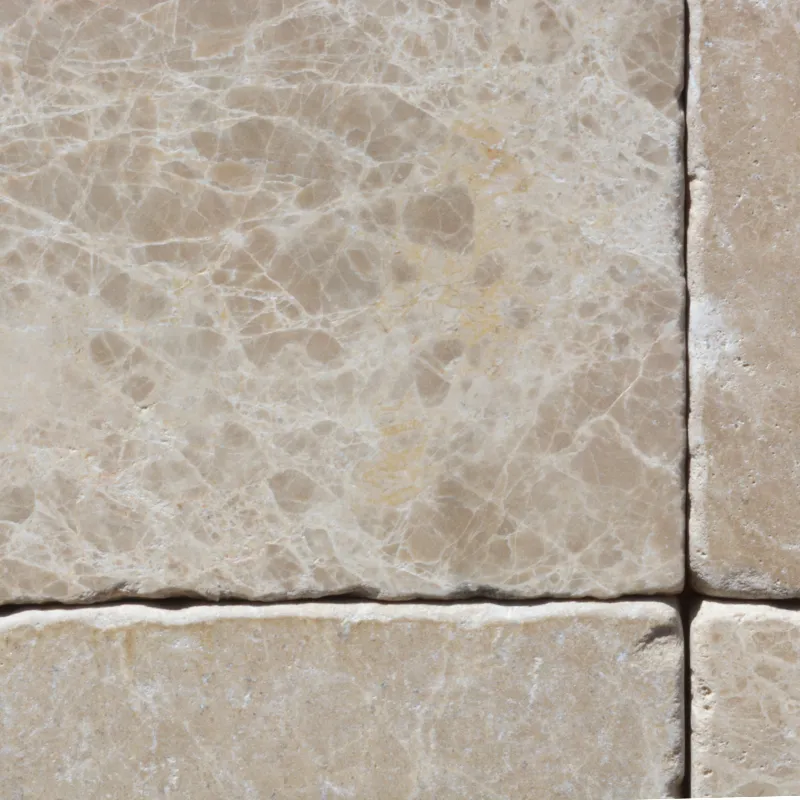 16x16 Emperador Light Tumbled Marble Tile (1/2), Close-up