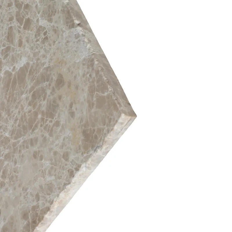 16x16 Emperador Light Tumbled Marble Tile (1/2), Edge